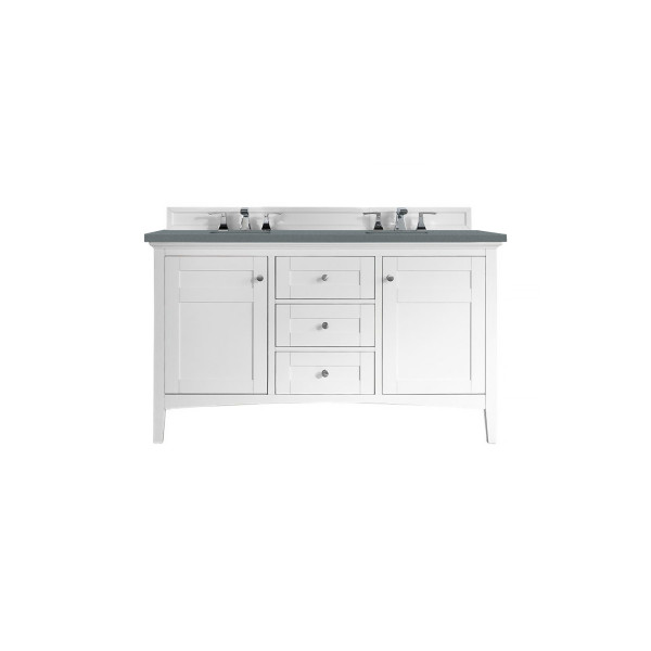 James Martin 527-V60D-BW-3 Palisades 60" Bright White Double Vanity w/ Top