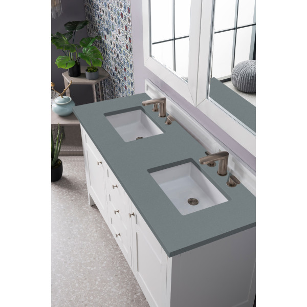 James Martin 527-V60D-BW-3 Palisades 60" Bright White Double Vanity w/ Top