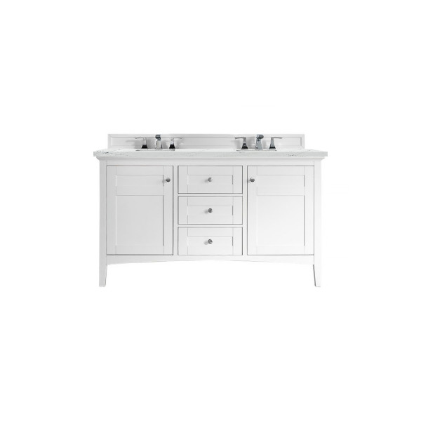 James Martin 527-V60D-BW-3 Palisades 60" Bright White Double Vanity w/ Top