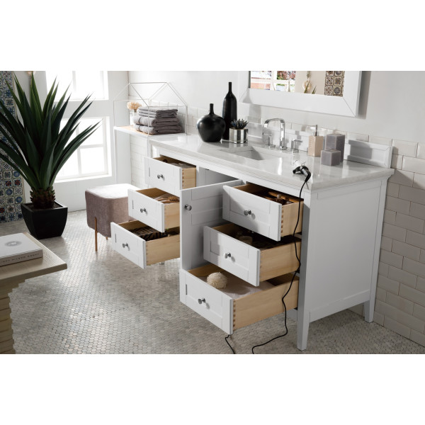 James Martin 527-V60S-BW-4CAR 60 Inch Single Vanity Bright White with Top