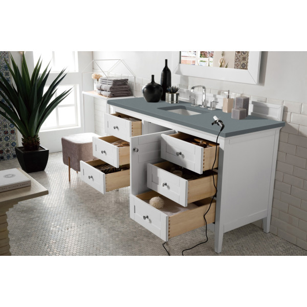 James Martin 527-V60S-BW-4CAR 60 Inch Single Vanity Bright White with Top