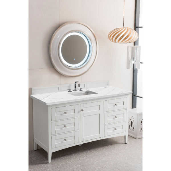 James Martin 527-V60S-BW-4CAR 60 Inch Single Vanity Bright White with Top