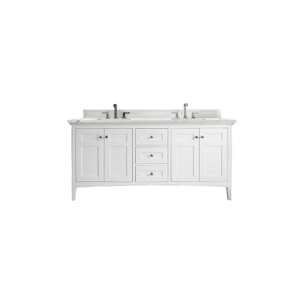 James Martin 527-V72-BW-3 Palisades 72" Double Vanity Bright White Quartz Top