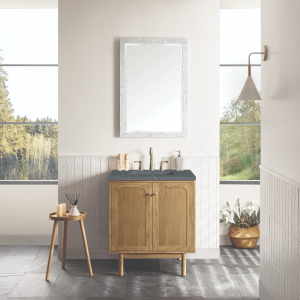 James Martin 545-V30-LNO-3PBL 30" Vanity Light Natural Oak w/ Parisien Bleu Top