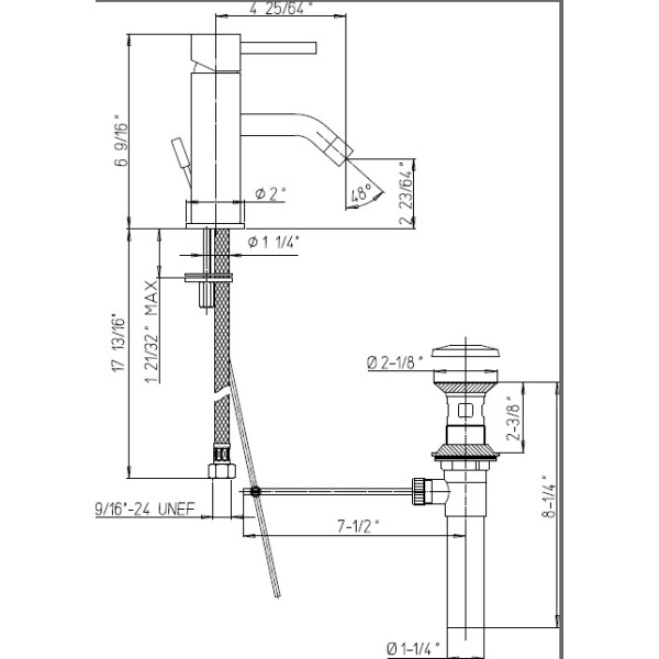 LaToscana 57CR211 AXIA Single Control Lavatory Chrome Faucet