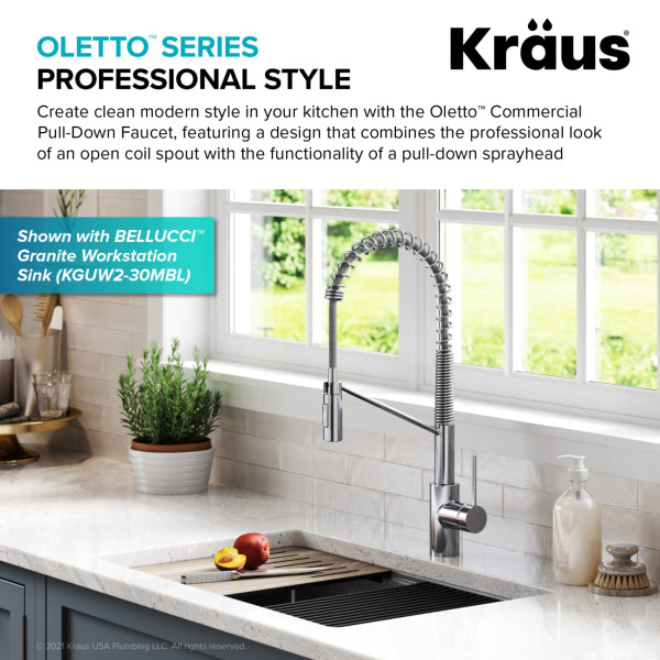 Kraus KPF-2631 Oletto™ Single Handle Pull Down Commercial Kitchen Faucet