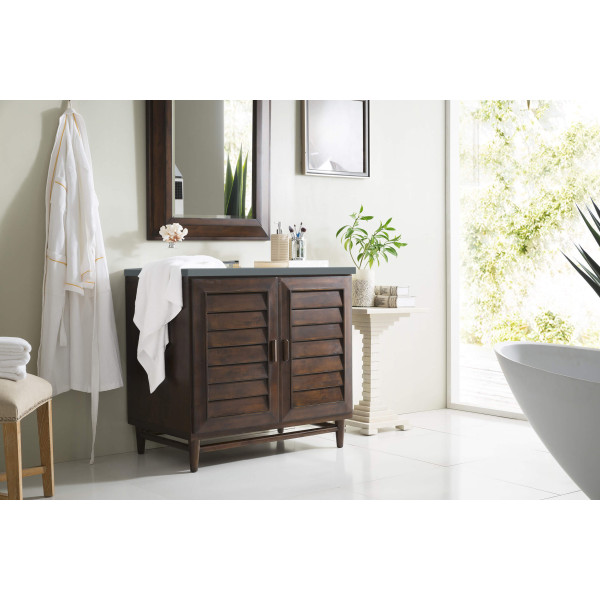 James Martin 620-V36-BNM-3 36" Single Vanity Burnished Mahogany with Top