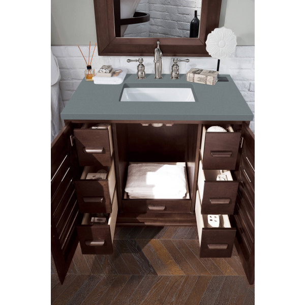 James Martin 620-V36-BNM-3 36" Single Vanity Burnished Mahogany with Top