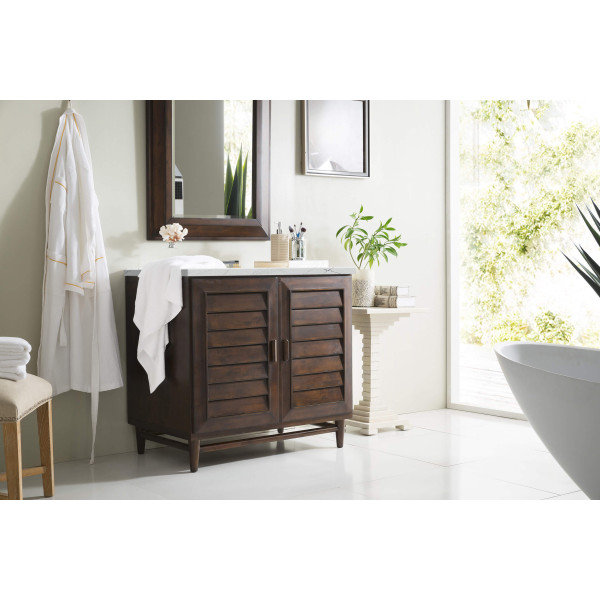 James Martin 620-V36-BNM-3 36" Single Vanity Burnished Mahogany with Top