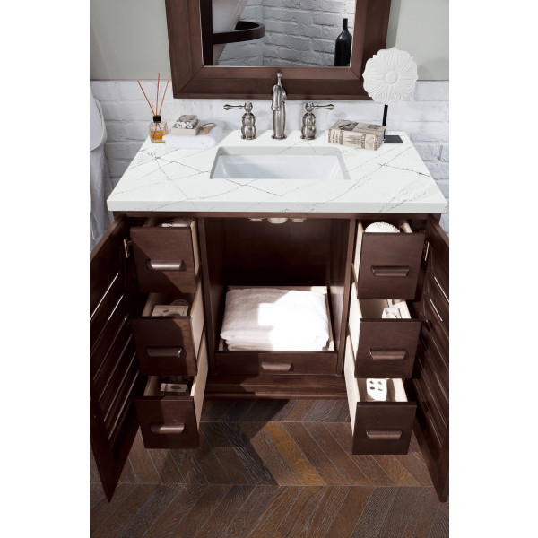 James Martin 620-V36-BNM-3 36" Single Vanity Burnished Mahogany with Top
