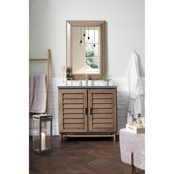 James Martin 620-V36-WW-3 36" Single Vanity White Washed Walnut with Top