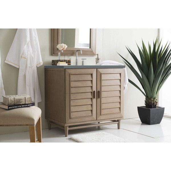 James Martin 620-V36-WW-3 36" Single Vanity White Washed Walnut with Top
