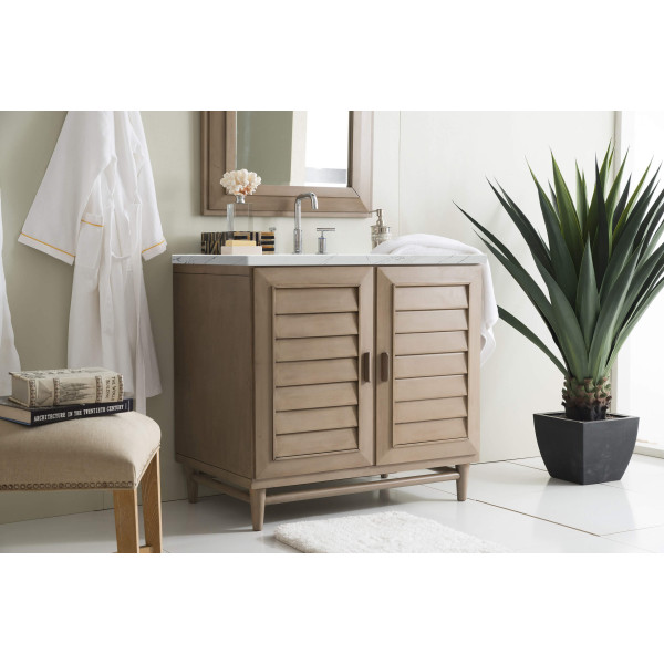 James Martin 620-V36-WW-3 36" Single Vanity White Washed Walnut with Top