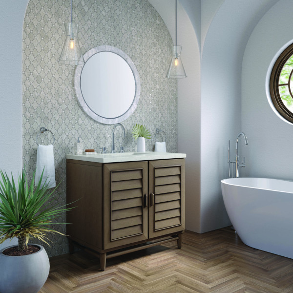 James Martin 620-V36-WW-3LDL 36" Vanity Whitewashed Walnut w/ Lime Delight Top