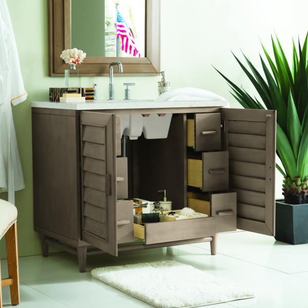 James Martin 620-V36-WW-3LDL 36" Vanity Whitewashed Walnut w/ Lime Delight Top