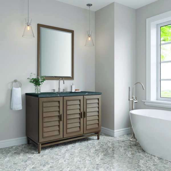 James Martin 620-V48-WW-3PBL 48" Vanity Whitewashed Walnut w/ Parisien Bleu Top