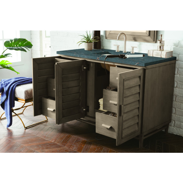 James Martin 620-V48-WW-3PBL 48" Vanity Whitewashed Walnut w/ Parisien Bleu Top