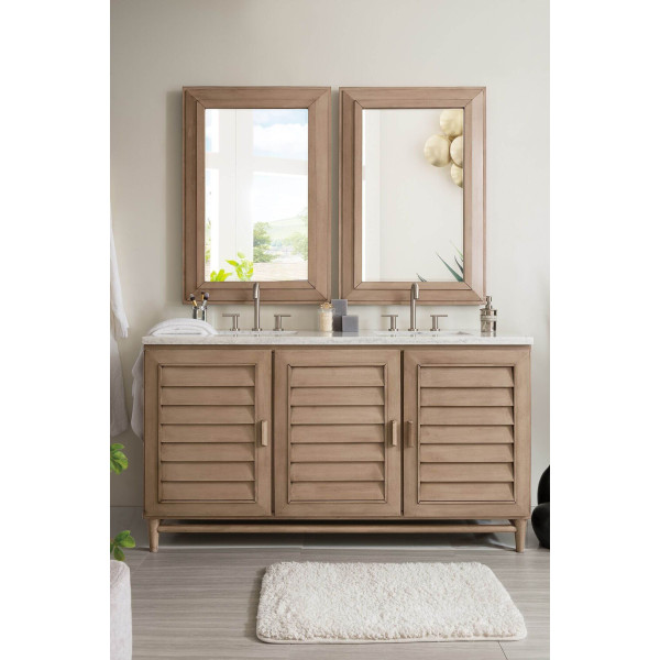 James Martin 620-V60D-WW-3 Portland 60" White Washed Walnut Double Vanity