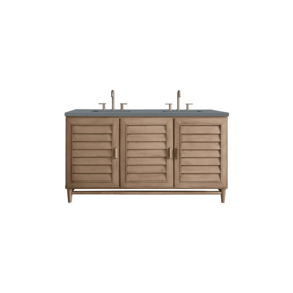 James Martin 620-V60D-WW-3 Portland 60" White Washed Walnut Double Vanity