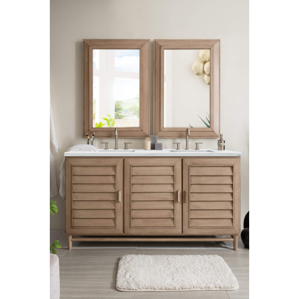 James Martin 620-V60D-WW-3 Portland 60" White Washed Walnut Double Vanity