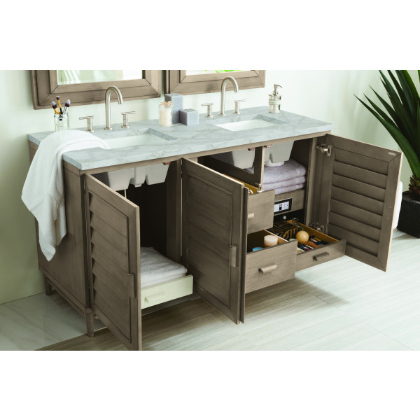 James Martin 620-V60D-WW-3VSL Vanity Whitewashed Walnut w/ Victorian Silver Top
