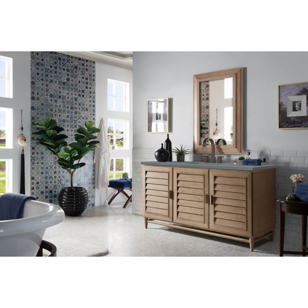 James Martin 620-V60S-WW-3 60" Single Vanity White Washed Walnut w/ Top