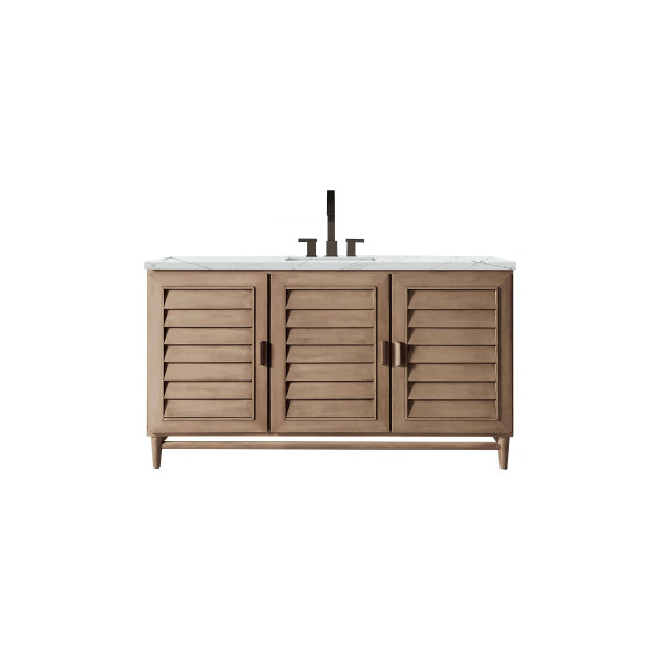 James Martin 620-V60S-WW-3 60" Single Vanity White Washed Walnut w/ Top