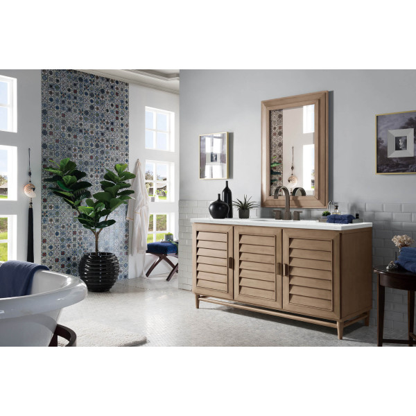 James Martin 620-V60S-WW-3 60" Single Vanity White Washed Walnut w/ Top