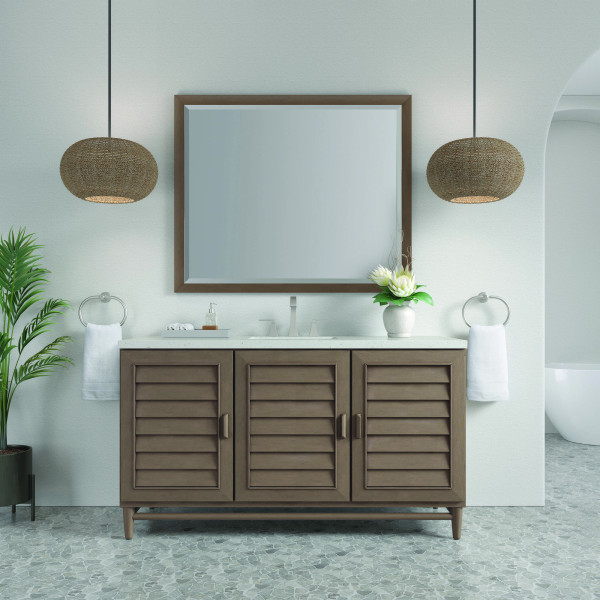 James Martin 620-V60S-WW-3LDL 60" Vanity Whitewashed Walnut w/ Lime Delight Top