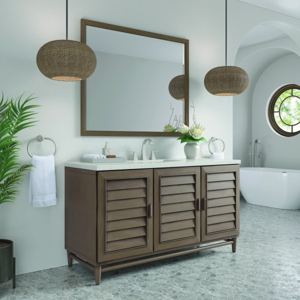 James Martin 620-V60S-WW-3LDL 60" Vanity Whitewashed Walnut w/ Lime Delight Top