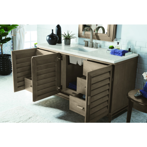 James Martin 620-V60S-WW-3LDL 60" Vanity Whitewashed Walnut w/ Lime Delight Top