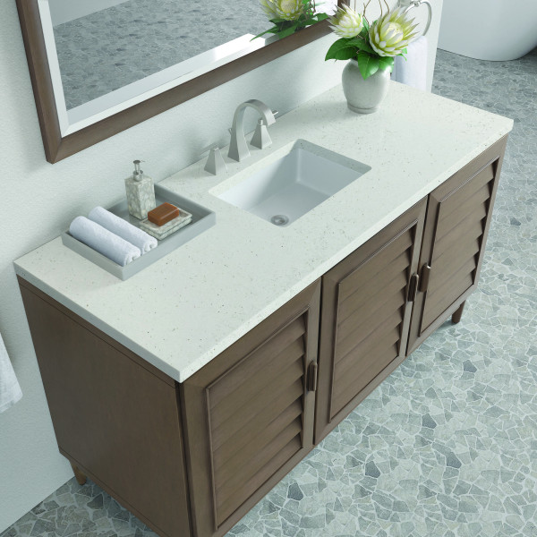 James Martin 620-V60S-WW-3LDL 60" Vanity Whitewashed Walnut w/ Lime Delight Top