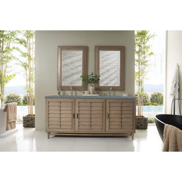 James Martin 620-V72-WW-3 72" Double Vanity White Washed Walnut w/ Top