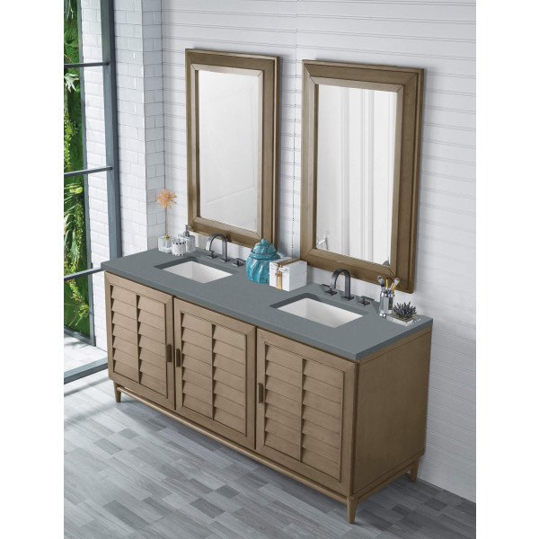 James Martin 620-V72-WW-3 72" Double Vanity White Washed Walnut w/ Top