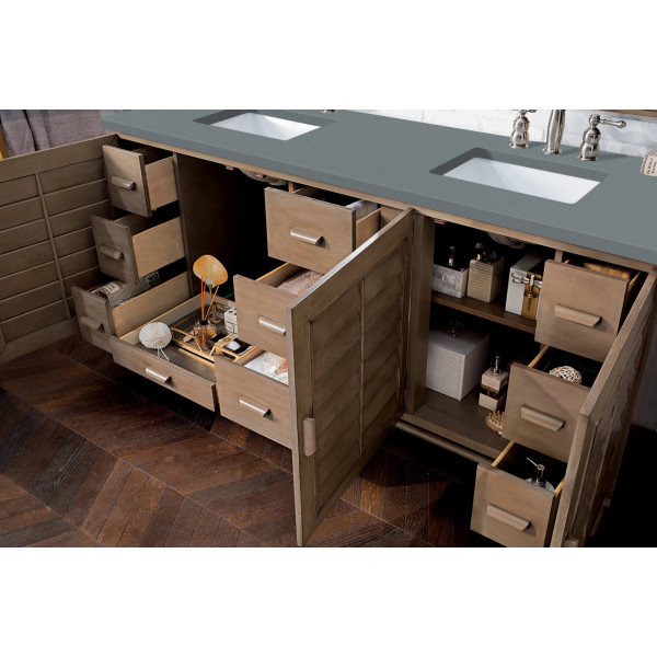 James Martin 620-V72-WW-3 72" Double Vanity White Washed Walnut w/ Top