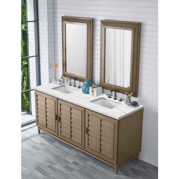 James Martin 620-V72-WW-3 72" Double Vanity White Washed Walnut w/ Top
