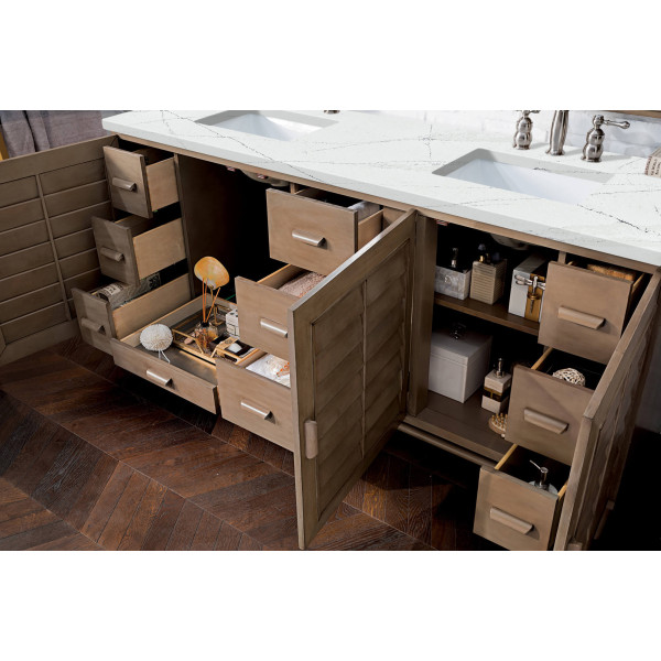 James Martin 620-V72-WW-3 72" Double Vanity White Washed Walnut w/ Top