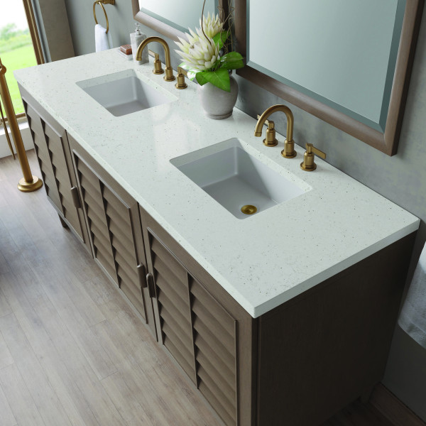 James Martin 620-V72-WW-3LDL 72" Vanity Whitewashed Walnut w/ Lime Delight Top