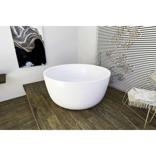 Aquatica PS720M-Wht PureScape Round Free Standing Solid Surface Bathtub In White