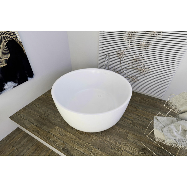 Aquatica PS720M-Wht PureScape Round Free Standing Solid Surface Bathtub In White