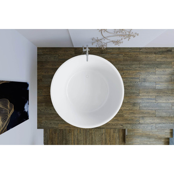 Aquatica PS720M-Wht PureScape Round Free Standing Solid Surface Bathtub In White