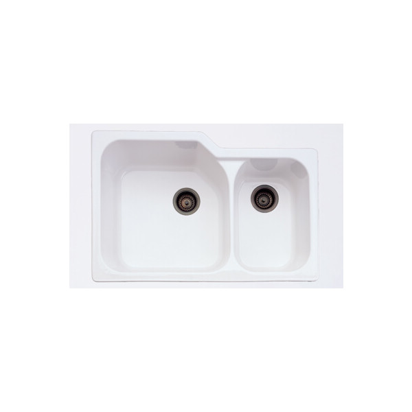 Biscuit Rohl 6337 Allia 33'' 2 Bowl Undermount Fireclay Sink