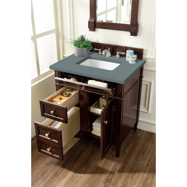 James Martin 650-V30-BNM-3 Brittany 30" Burnished Mahogany Single Vanity
