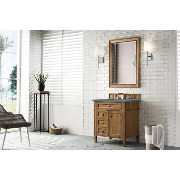James Martin 650-V30-SBR-3 30" Single Vanity Saddle Brown Quartz Top