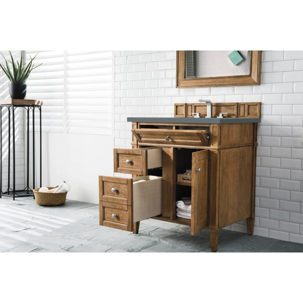 James Martin 650-V30-SBR-3 30" Single Vanity Saddle Brown Quartz Top