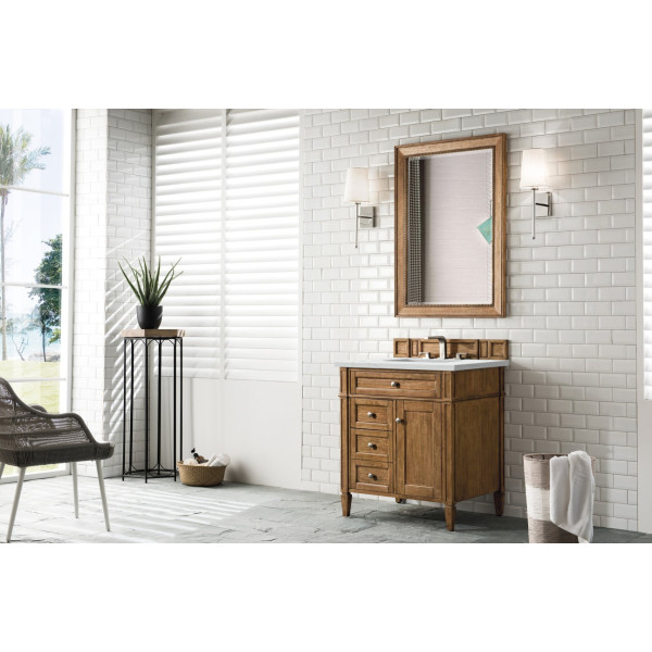 James Martin 650-V30-SBR-3 30" Single Vanity Saddle Brown Quartz Top