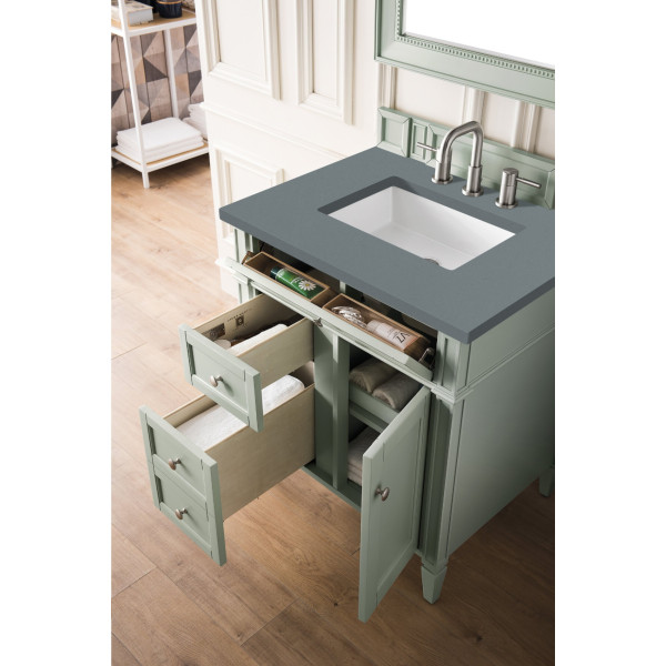 James Martin 650-V30-SGR-3 Brittany 30" Single Vanity Sage GreenQuartz Top