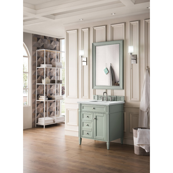 James Martin 650-V30-SGR-3 Brittany 30" Single Vanity Sage GreenQuartz Top