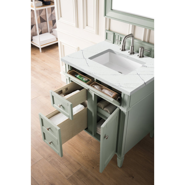 James Martin 650-V30-SGR-3 Brittany 30" Single Vanity Sage GreenQuartz Top