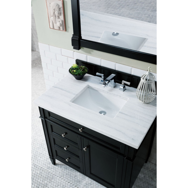 James Martin 650-V36-BKO-3 Brittany 36" Single Vanity Black Onyx withe Top
